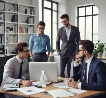 A tall, white building with vertical windows is in the background, with the word 'PROCON' displayed on its right side. The scene is set in an open-air market, with various stalls on either side of a stone-paved walkway. People are browsing the market, which appears to be selling fruits and vegetables. A pigeon and a white plastic stool are prominently seen in the foreground under a partly cloudy blue sky.