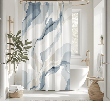 Artistic shower curtain with a unique design — turns your bathroom into a stylish, spa sanctuary