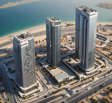 A vibrant photo of the company headquarters nestled in a bustling mainland cityscape.