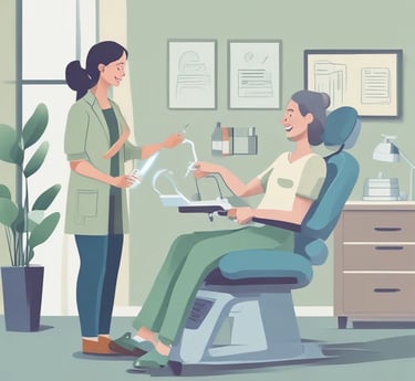 Profesionali odontologė Rima Berankienė pasveikina pacientą jaukiame stomatologijos kabinete