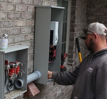 Usher Inc certified technician installing a electrical panel