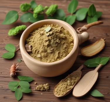 A bottle of Pura Boost tonic surrounded by fresh natural ingredients on a vibrant red background.