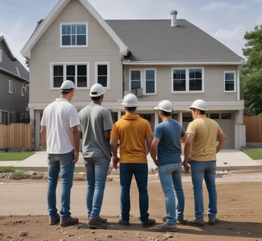 A friendly contractor shaking hands with a smiling homeowner beside a freshly poured concrete driveway.