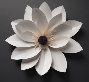 a paper flower with a black background