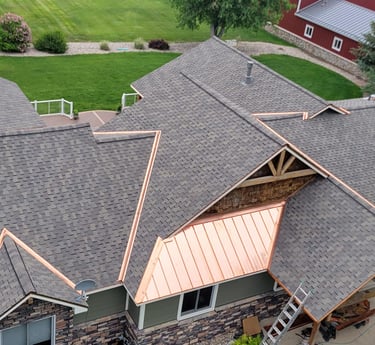 Premium roofing with copper accents.