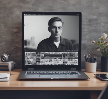 A creative team collaborating around a computer screen displaying AI-generated video ad concepts.