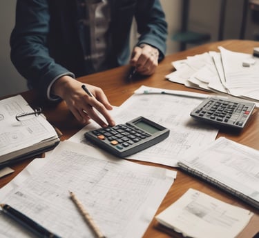 A professional accountant assisting clients with tax documents.
