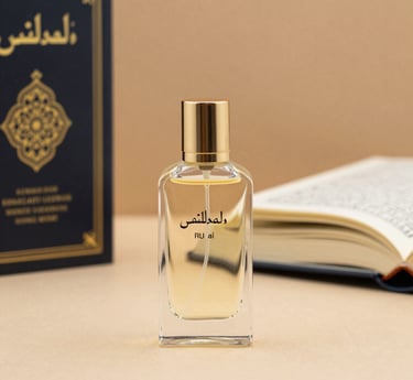 A cozy, stylish flat lay of clothing, perfume bottles, books, and accessories arranged on a wooden table.