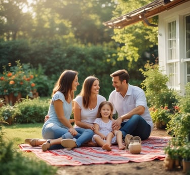 Friendly insurance agent discussing coverage options with a family in a cozy Ohio home.