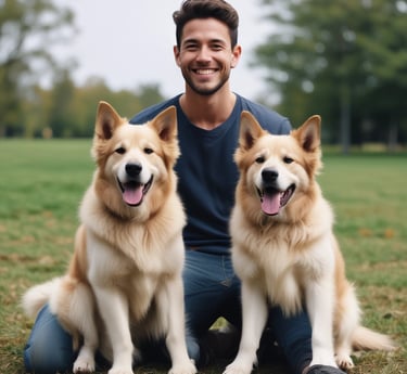 A warm portrait of a person smiling gently against a black background.