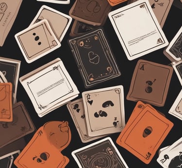 A cozy game night scene with friends laughing around a table playing cards.