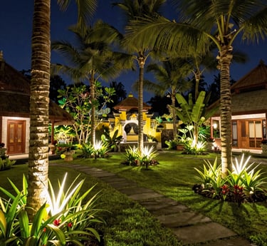 Electrician installing modern LED lighting in a cozy Mallorca home with black, blue, and yellow accents.