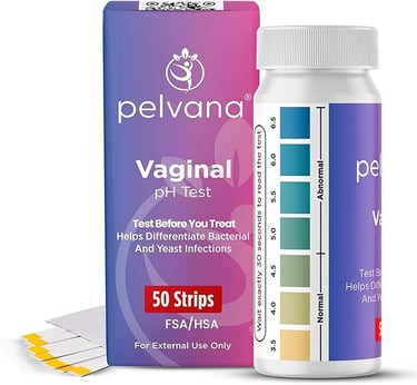 Pelvana vaginal pH test strips for women – at-home BV and yeast infection test kit with 50 pH strips