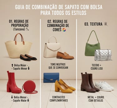 combinar sapato e bolsa regras de proporção visual guia estilo styling