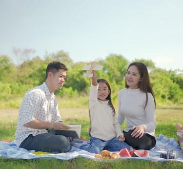 Family having picnic