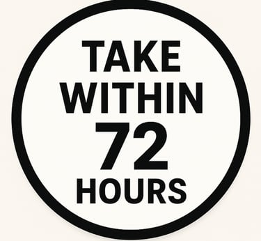 Image of circle with take within 72 hours referring to PEP HIV medication