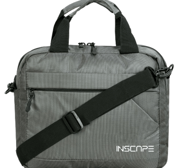 soft fabric office laptop bag with a logo on the side and with shoulder strap