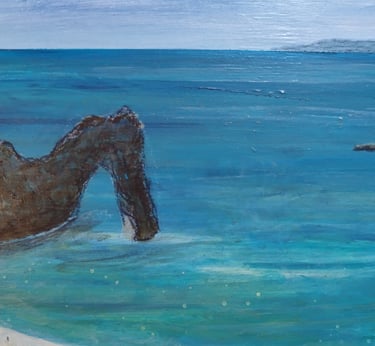 The Lapping of the Waves at Durdle Door, 20 x 20 cm, acrylic on wooden panel, £50