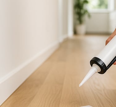 Petits travaux d’aménagement intérieur à La Garenne-Colombes, un artisan installe une plinthe