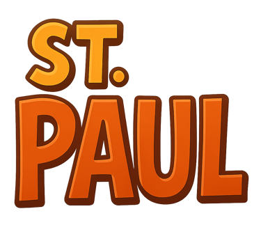 Graphic lettering with transparent background saying ST PAUL.