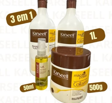 Kit Completo Karseell Máscara 500 g + condicionador 1L + Shampoo 1L + Óleo karseell P 50ml