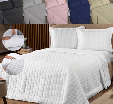 Cobre Leito Casal e Queen 3 Peças Dupla Face Toque Aveludado Matelado 400 Fios Com Porta Travesseiro