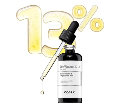 COSRX Pure Vitamin C 13% Serum with Vitamin E & Hyaluronic Acid, Brightening & Hydrating Facial Seru