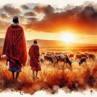 a man in a red robe and a woman in a red dress