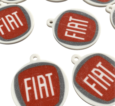 stampa 3d, logo fiat, fiat, portachiavi