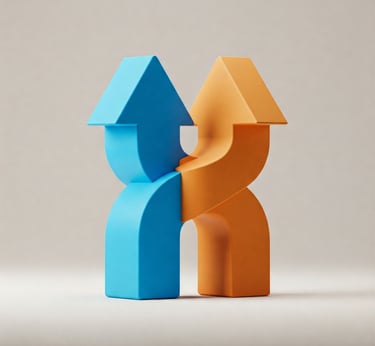 two different colored shapes of a house