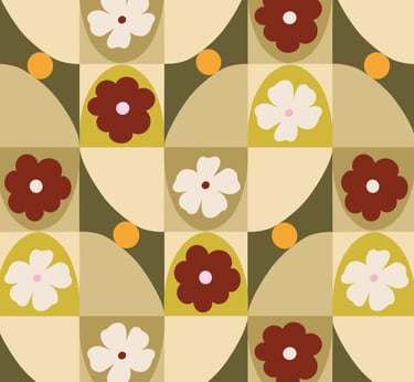 Cordinate pattern green abstract geo florals checker