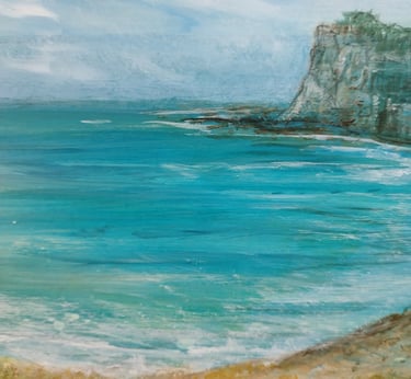 The Sea Soothes at St Margaret's Bay, 20 x 20 cm, acrylic on wooden panel, £50