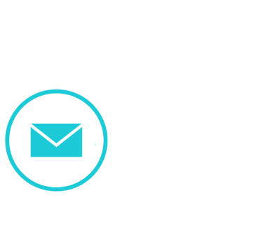 A cyan blue envelope icon inside a circular border, representing email contact or messaging.