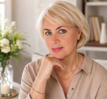 Professional home organizer and interior decorator helping create organized and harmonious homes.