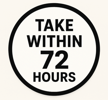 Image of circle with take within 72 hours referring to PEP HIV medication