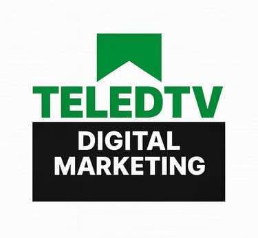 Schwarz weis grünes logo teledtv digital marketing