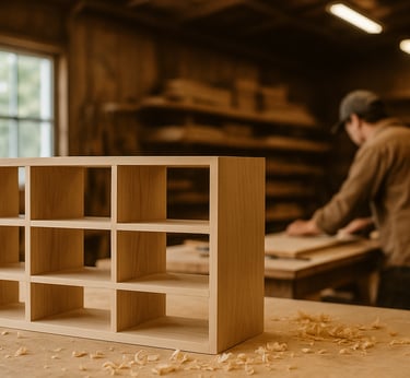 Shelfi, Artisan menuisier fabriquant une bibliothèque sur mesure dans son atelier du 92