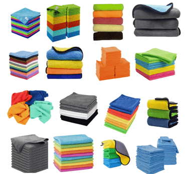 a variety of different colored towels and towels