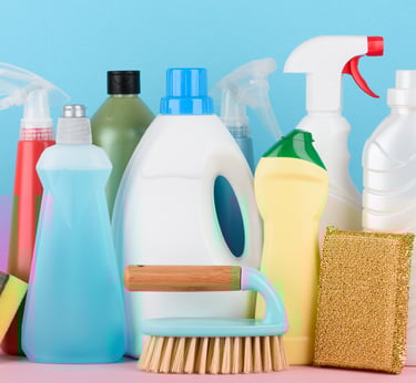 a variety of cleaning products including cleaning products