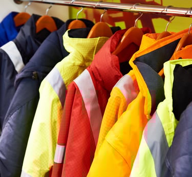 a bunch of clothes hanging on a rack
