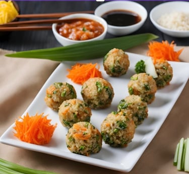 Korean rice balls on a plate