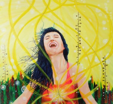 woman smiling with joy