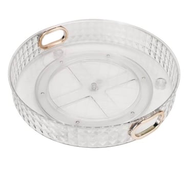 diamond PET lazy susan with handles clear tray wholesale