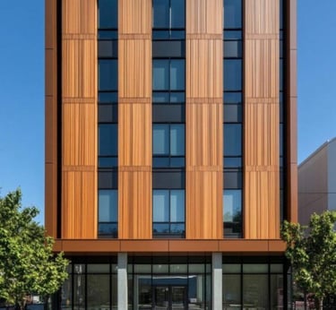 Immeuble moderne avec bardage bois vertical – façade design