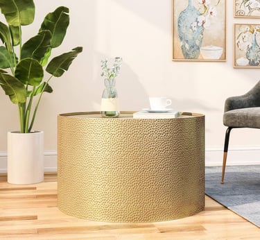Round Hammered Gold Table