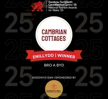 Cambrian Cottages Winner of Wales National Tourism Award Bro a byd sustainability award