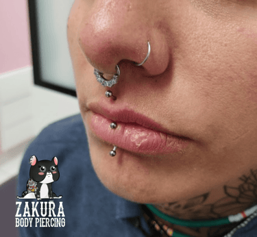 piercing à pau medusa labret vertical