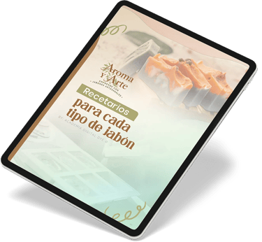 Digital tablet displaying 'Recipe Books for Each Type of Soap' cover, featuring handcrafted soap bars.