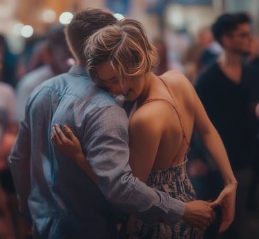 a man and woman dancing at a dance