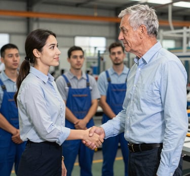 Senior consultants engaged in a strategic meeting around a table with laptops and notes.